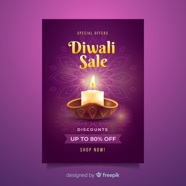 Free Vector diwali festival sale poster template