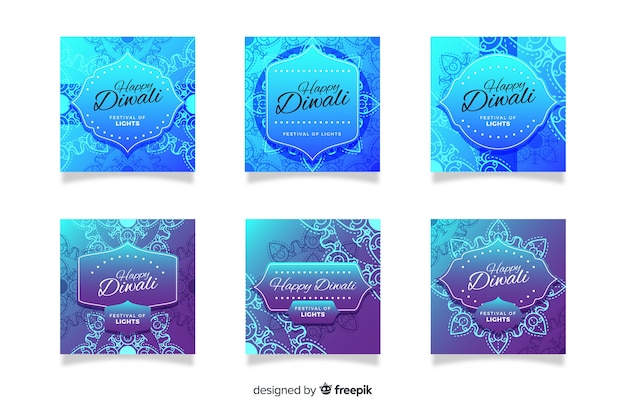 Free Vector diwali holiday instagram post collection