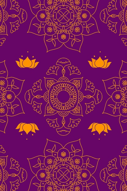 Diwali Indian mandala purple background vector