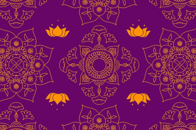 Free Vector diwali indian mandala purple background