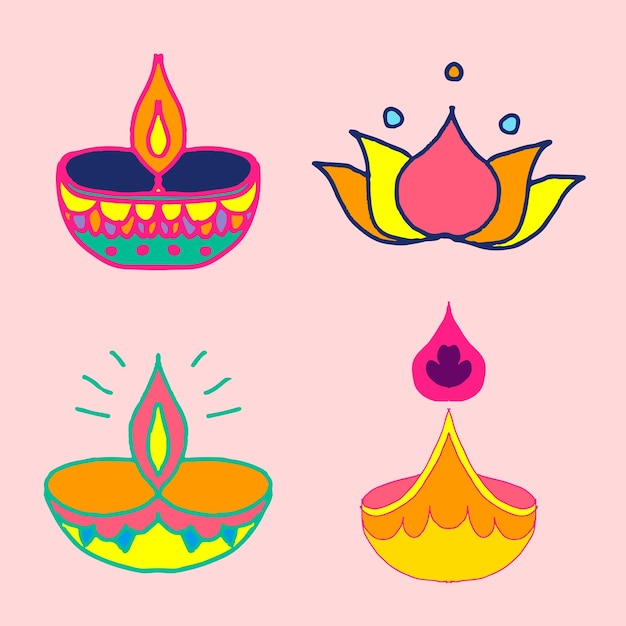 Free vector diwali indian rangoli vector illustration set