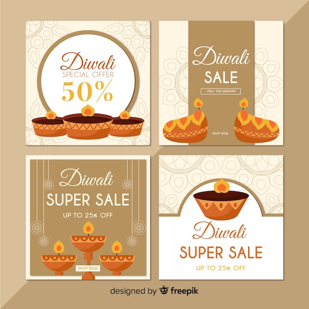 Free Vector diwali instagram post collection