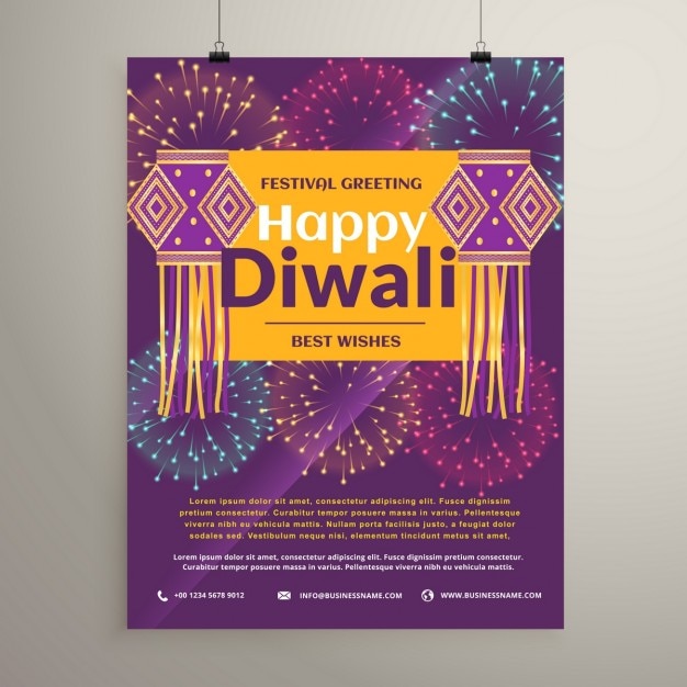 Free Vector diwali purple brochure