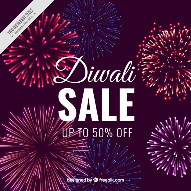 Free Vector diwali sale background with fireworks