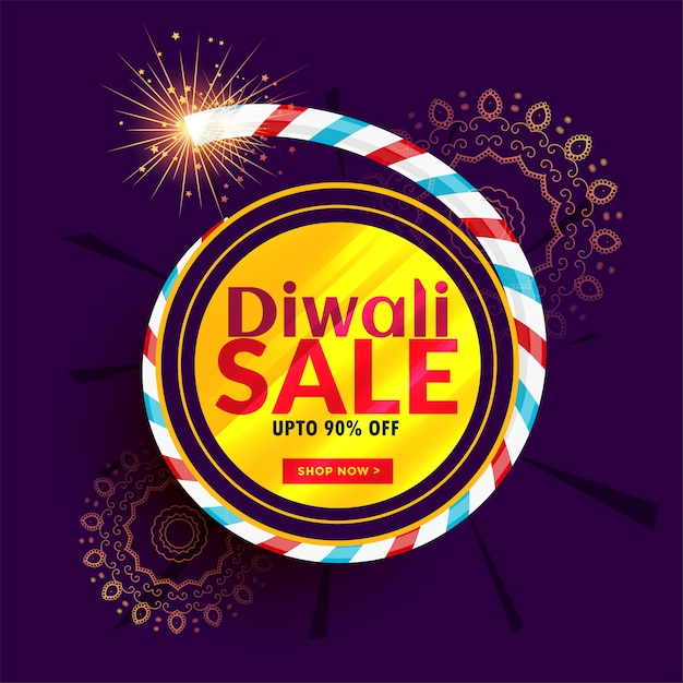 Diwali sale poster design with cracker