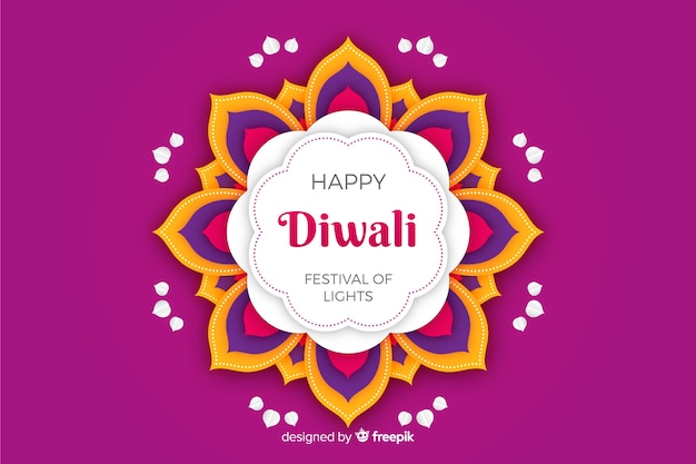 Diwali violet background in paper style