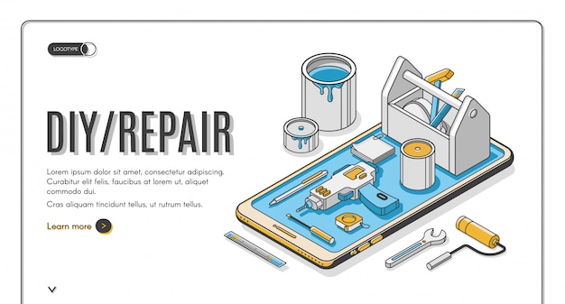 Free vector diy repair isometric banner