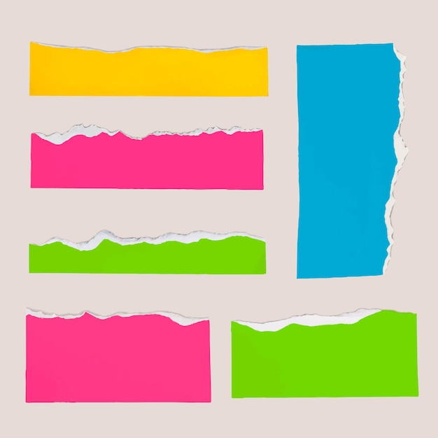 Free Vector diy ripped paper craft vector in colorful style set