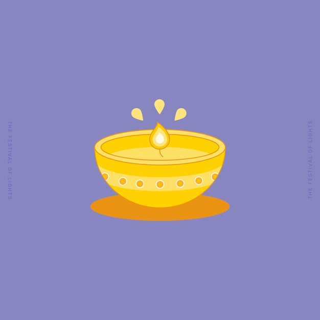 Free Vector diya or clay lamp in diwali festival