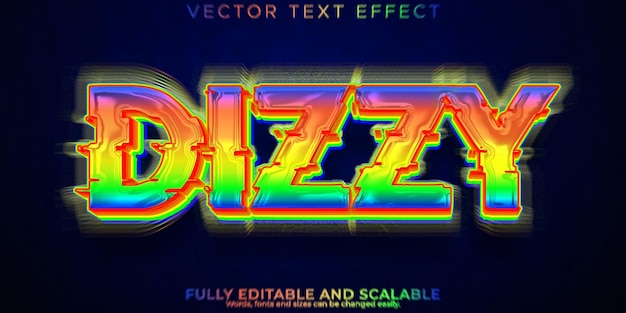 Dizzy vertigo text effect editable psychedelic and hippie font style