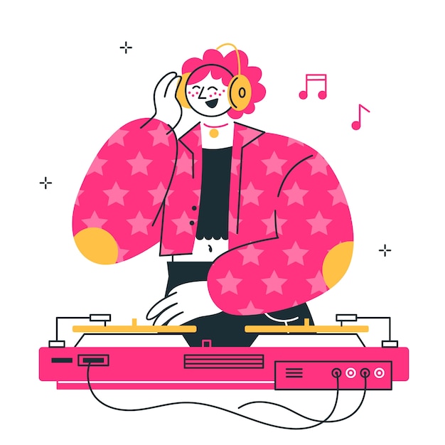 Free Vector dj girl concept illustration