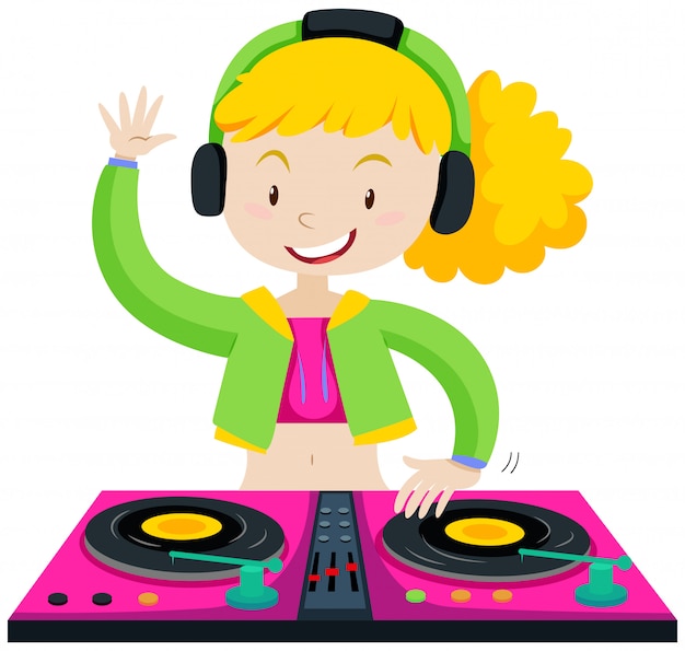 Free Vector dj playing music with machine