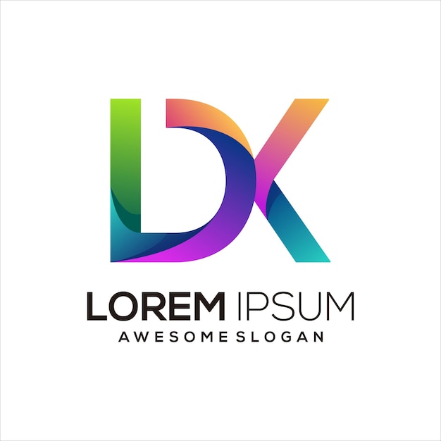 Dk letter logo initial colorful gradient