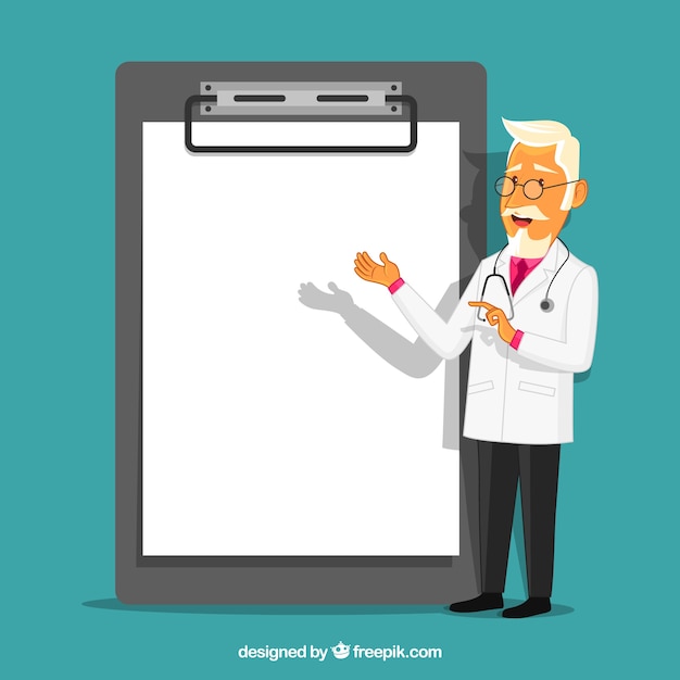 Free Vector doctor next to clipboard