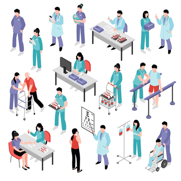 Doctor Nurse Hospital Isometric Set