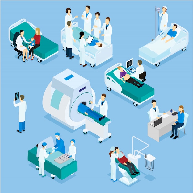 Doctor And Patient Isometric Set