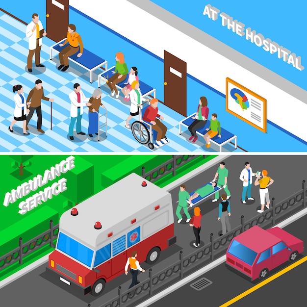 Free Vector doctor patient relationship isometric banners 