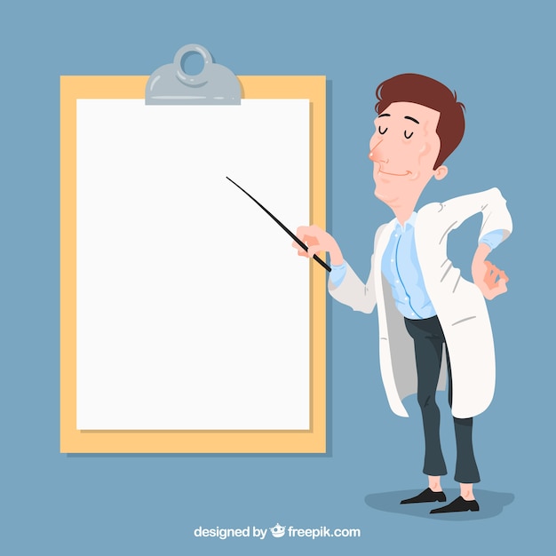 Doctor pointing at clipboard