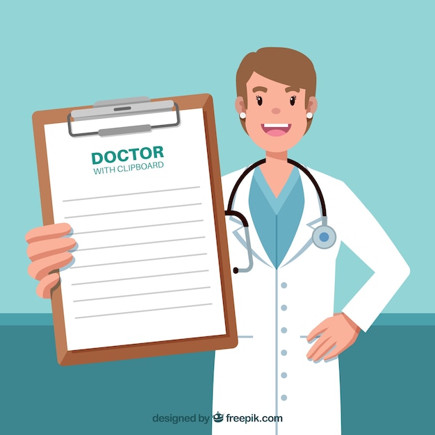 Free Vector doctor showing clipboard