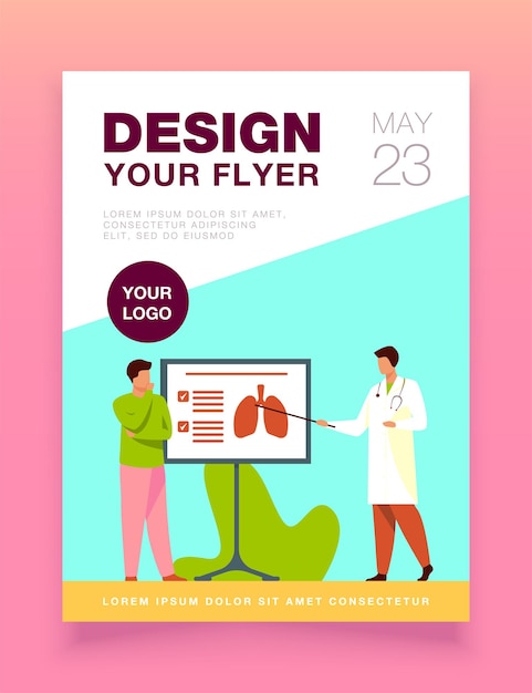 Free Vector doctor telling about lungs to patient flyer template