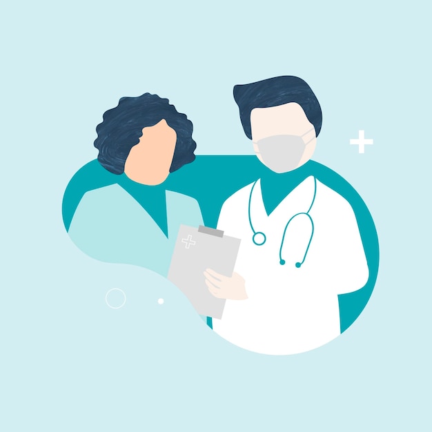 Free Vector doctor with a patient characters vector