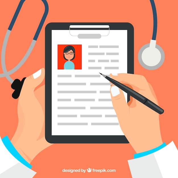 Free Vector doctor writing on clipboard