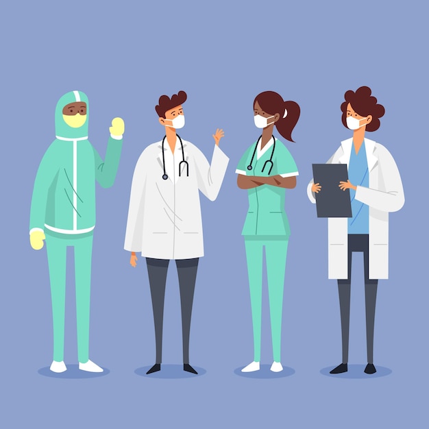 Free Vector doctors and nurses illustration