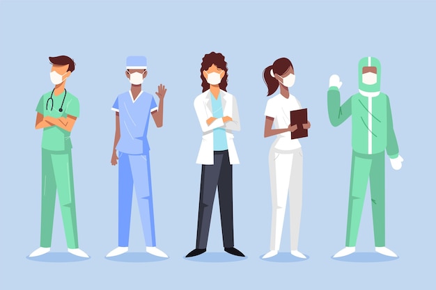 Free Vector doctors and nurses illustration