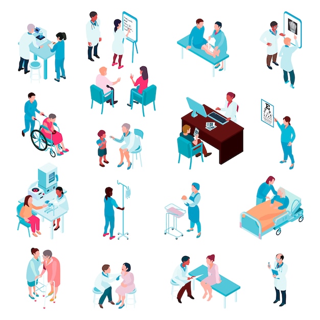 Doctors And Nurses Isometric Set