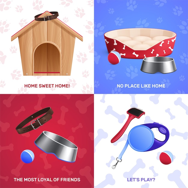 Free Vector dog accessories illustration set