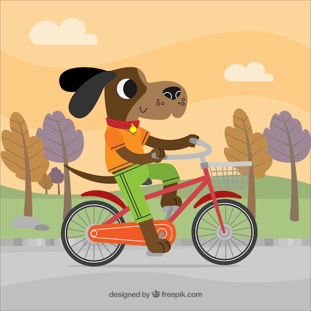 Free Vector dog on a bicycle background 