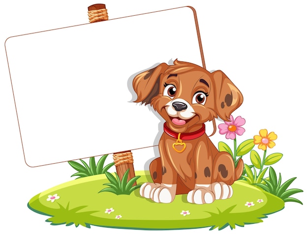 Free vector dog cartoon character in nature