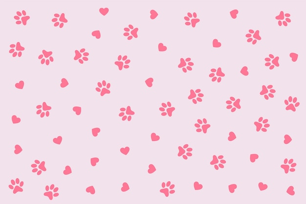 Dog or cat paw print with heart pattern design