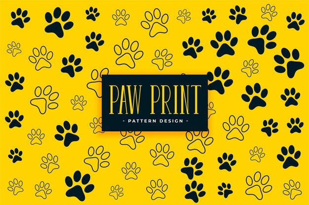 Dog or cat paw prints pattern background