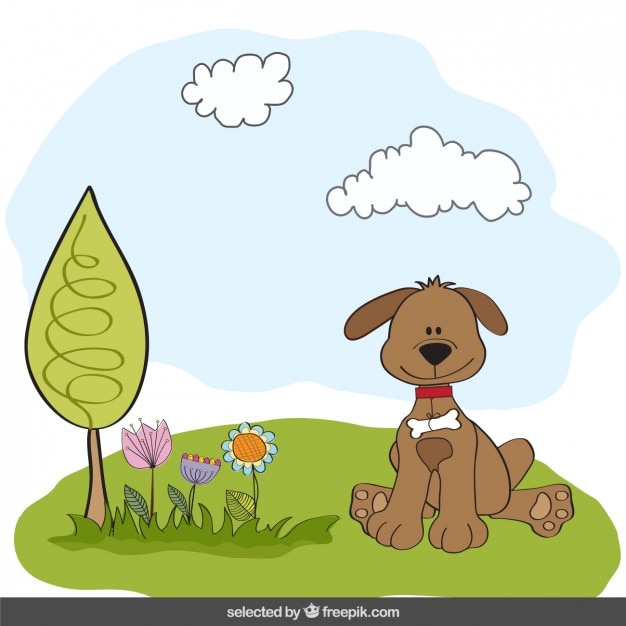 Free vector dog in countryside illustration