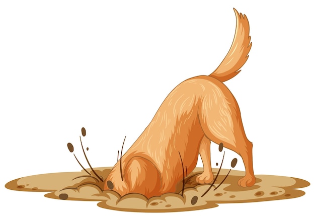 Free Vector dog digging dirt on white background