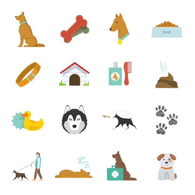 Dog Icons Flat