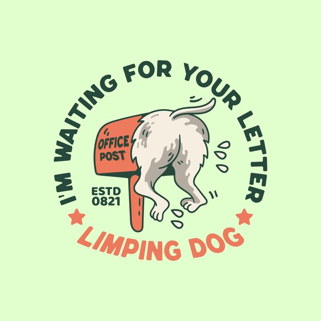 Dog into post office illustration