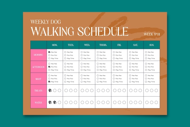 Free vector dog training schedule template design