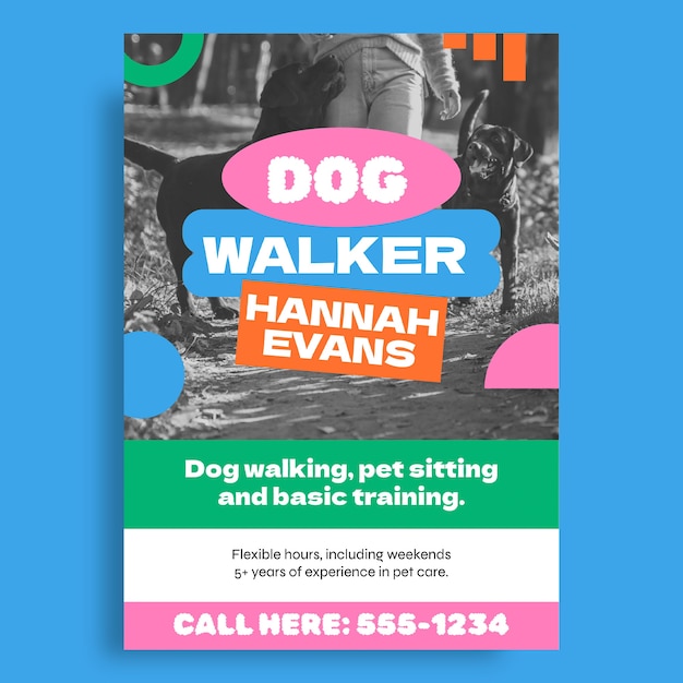 Dog walk flyer template design