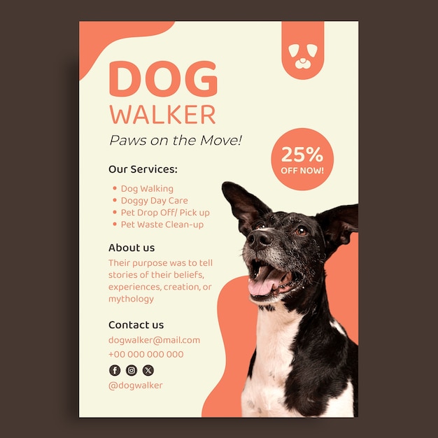 Free Vector dog walk flyer template design