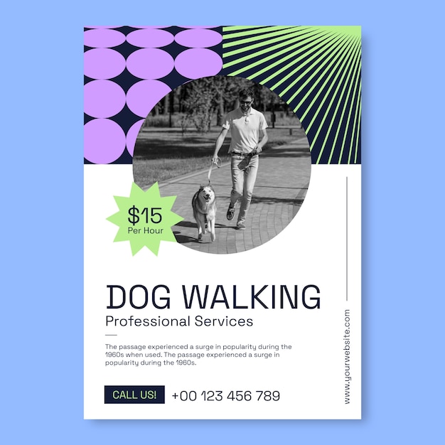 Free Vector dog walk flyer template design