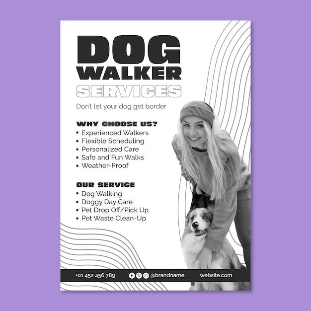 Free Vector dog walk flyer template design