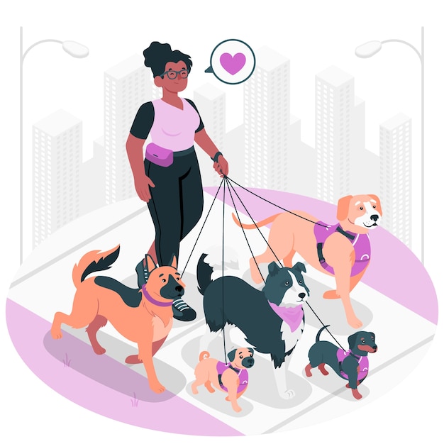 Free Vector dog walker concept illustration