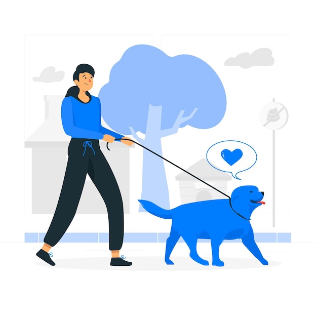 Dog walking concept illustration