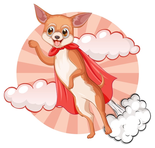 Free Vector dog with red cape flying