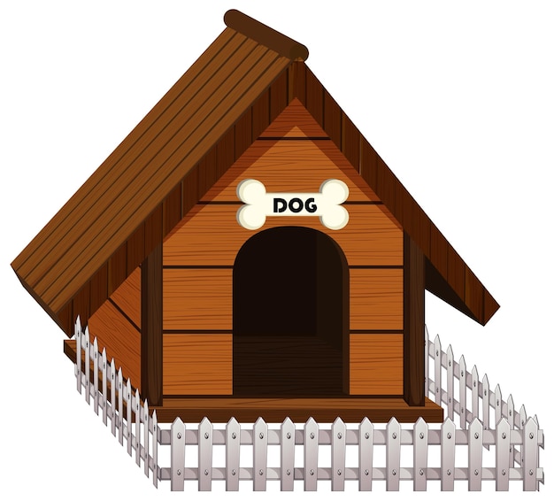 Doghouse with white fence