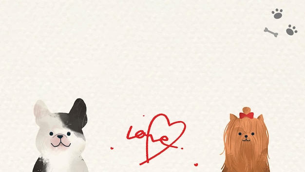 Free Vector dogs in love, cute illustrations