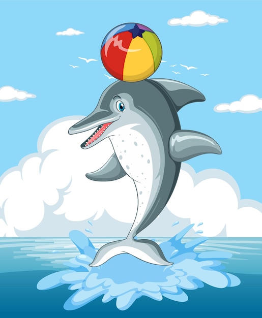 Free Vector dolphin balancing beach ball