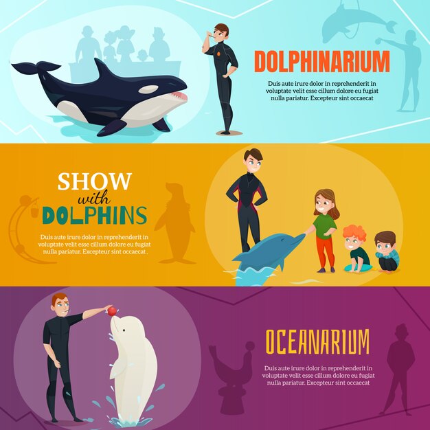 Dolphinarium Show Banners Set